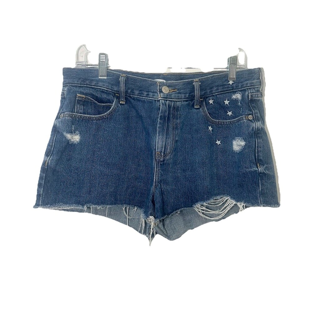 Old Navy Boyfriend Denim Shorts Womens 8 Star Stud Distressed Raw Hem